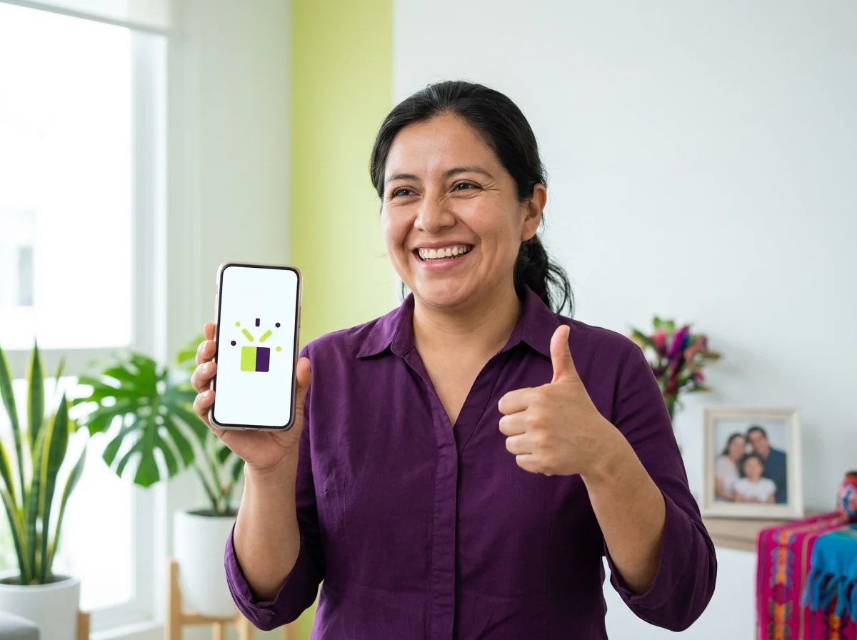 Mujer recibiendo su recompensa por referir