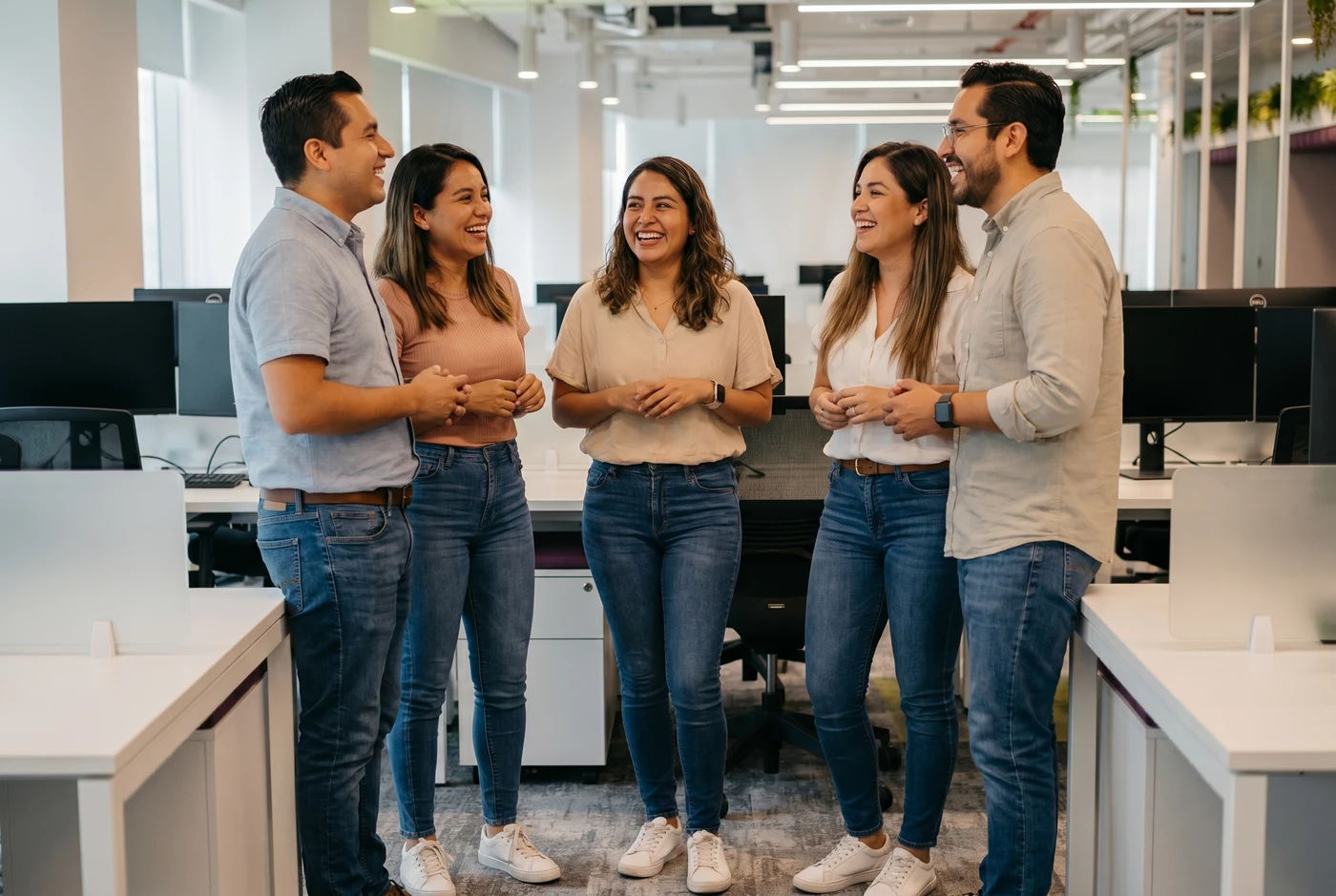 Equipo corporativo Podemos colaborando en oficina